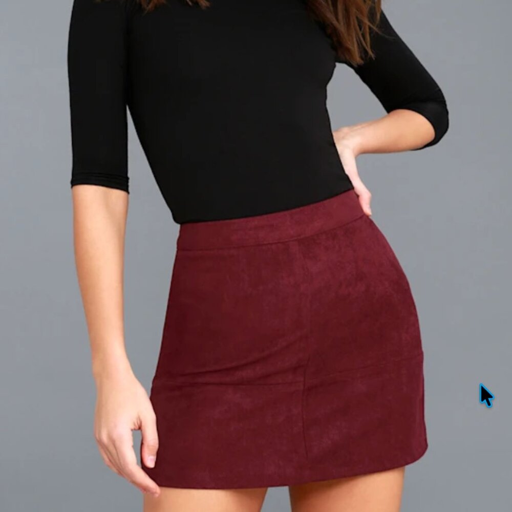 Lulus Shenandoah Burgundy Suede Mini Skirt *NWT* BRAND NEW